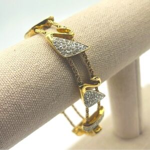 Swarovski Crystal Pave Swans Gold Bracelet
